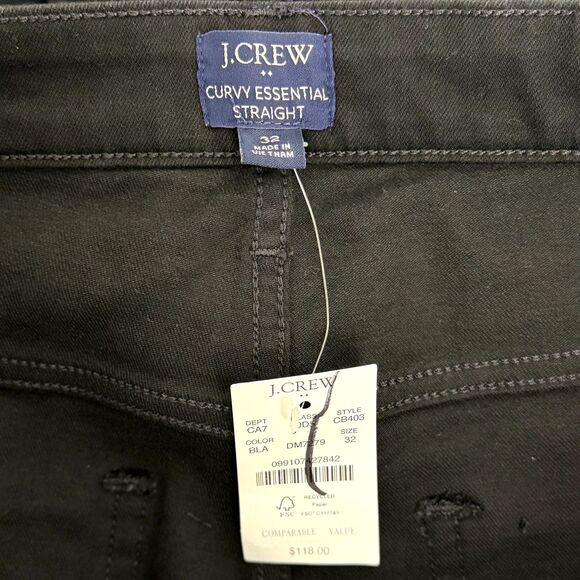 J. CREW Curvy Essentials Straight Jean 32 All Day Stretch Black NWT B34 - Picture 5 of 6